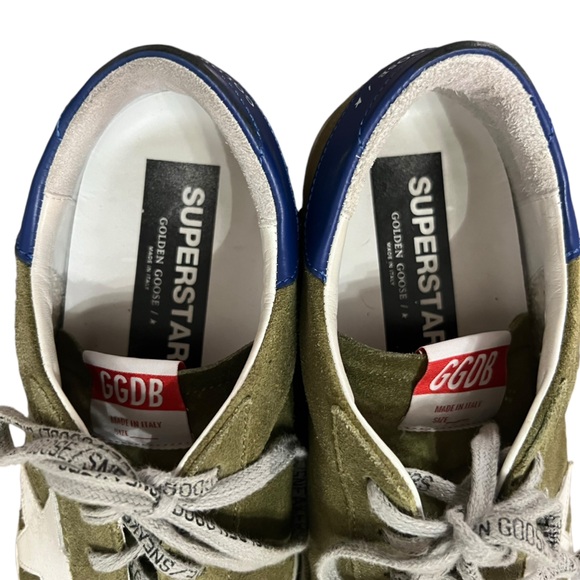 GOLDEN GOOSE SUPER STAR OLIVE GREEN & WHITE STAR MENS SNEAKER SIZE 42 (9) - Picture 7 of 12
